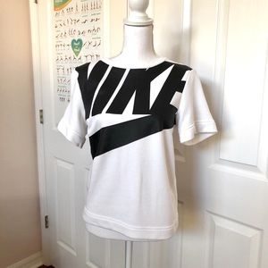 Nike Irreverent White Terry Lined T Black Logo 831754-100 SZ XS